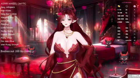Snapshot of passionyx chatting on February 22, 2:39 am Succubus Nyx online show from February 22, 2:39 am
